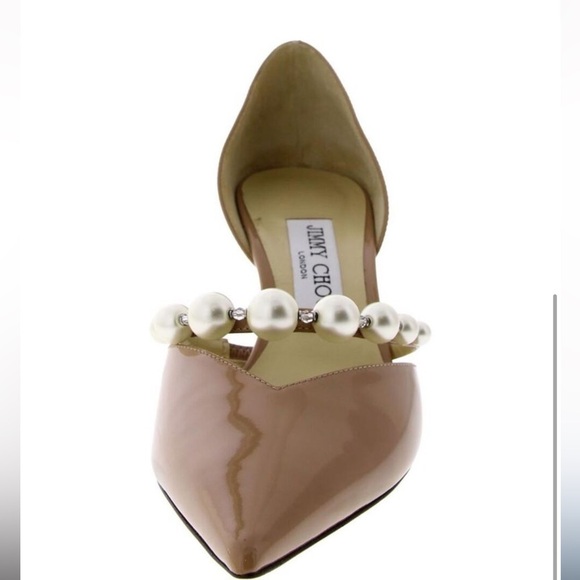 Jimmy Choo Womens Aurelie 65 Beige Embelished Kitten Heel D'Orsay Heels - Picture 3 of 5